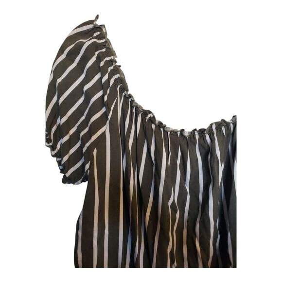 Francesca's Miami Womens Striped Off the Shoulder Crop Top Green Size Large NEW - Picture 6 of 12